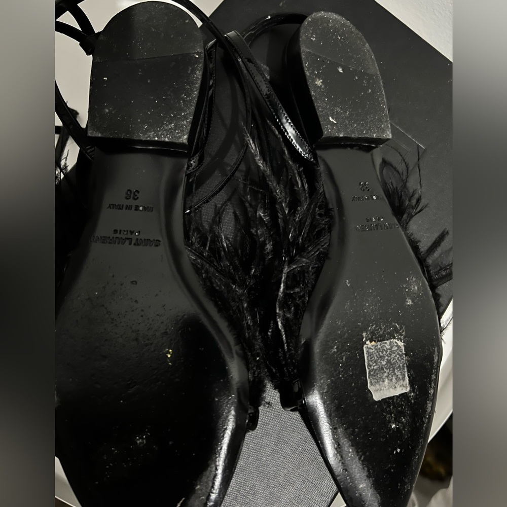 AUTHENTIC YSL FLAT SANDALS DECORATED WITH FEATHERS SIZE 8 - Picture 6 of 11